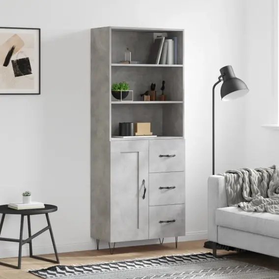 Witrynka, szarość betonu 69,5x34x180 cm materiał drewnopochodny Lumarko! - Hurtownia wielobranżowa Lumarko Bezpieczna płatność